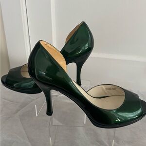 Via Spiga Dark Green Patent Heels